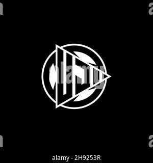 UJ Monogram logo letter with triangle play shape and circle rounded style on isolated background. Triangle circle monogram logo, triangle play button Stock Vector