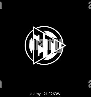 ZT Monogram logo letter with triangle play shape and circle rounded style on isolated background. Triangle circle monogram logo, triangle play button Stock Vector