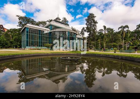 Petropolis, Brazil - May 17, 2018: The Crystal Palace is a glass-and-steel structure which was built in 1884 for the Crown Princess Isabel as a gift. Stock Photo