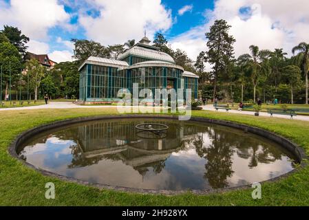 Petropolis, Brazil - May 17, 2018: The Crystal Palace is a glass-and-steel structure which was built in 1884 for the Crown Princess Isabel as a gift. Stock Photo