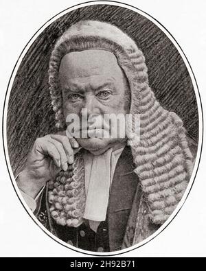 Hardinge Stanley Giffard, 1st Earl of Halsbury, 1823 – 1921.  British lawyer and Conservative politician. He served three times as Lord High Chancellor of Great Britain, for a total of seventeen years.  From The World and his Wife, published 1906 Stock Photo