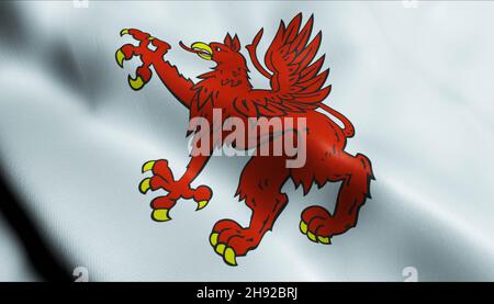 3D Illustration of a waving Poland city flag of Tczew Stock Photo
