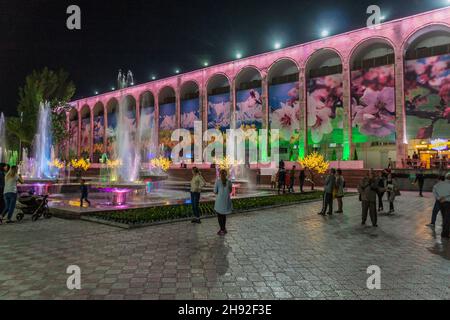BISHKEK, KYRGYZSTAN - MAY 5, 2017: Evening at Ala Too square in Bishkek, capital of Kyrgyzstan. Stock Photo