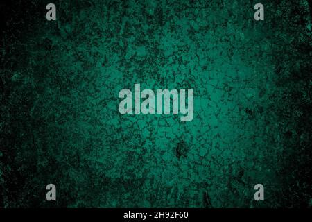 Seamless grunge texture with cracks on dark green concrete wall Stock Photo