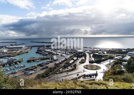 Dover, UK. 14th Nov, 2021. A view of the migrant processing facility in Dover.Large numbers of migrants are crossing the English Channel with the intention of claiming asylum in the UK. Migrants use large inflatable boats to sail from the Calais area of France to the UK and the border forces are legally obliged to rescue them once they reach British territorial waters, once they are rescued by the border force they are processed in the Dover docks and taken to temporary accommodation around the UK. (Photo by Edward Crawford/SOPA Images/Sipa USA) Credit: Sipa USA/Alamy Live News Stock Photo