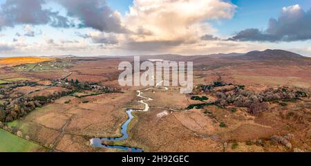 Aerial view of the Owencarrow Railway Viaduct by Creeslough in County Donegal - Ireland. Stock Photo