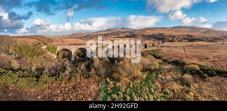 Aerial view of the Owencarrow Railway Viaduct by Creeslough in County Donegal - Ireland. Stock Photo