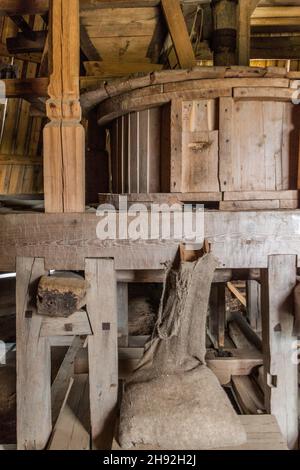 Machinery of a wind mill in Dudutki village, Belarus Stock Photo