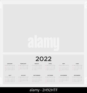 Simple editable 2022 сalendar design.Light color 2022 calendar vector template. Stock Vector