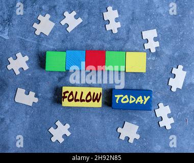 Inspiration showing sign Follow. Business idea to come after something in time or place or as part of a series Stack of Sample Cube Rectangular Boxes Stock Photo