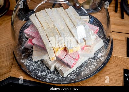 Handmade marshmallow white pink sweet background. High quality photo Stock Photo