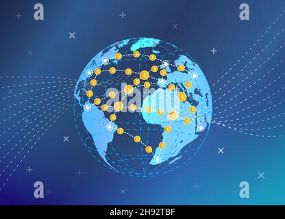 Worldwide money transfer vector abstract background Stock Vector