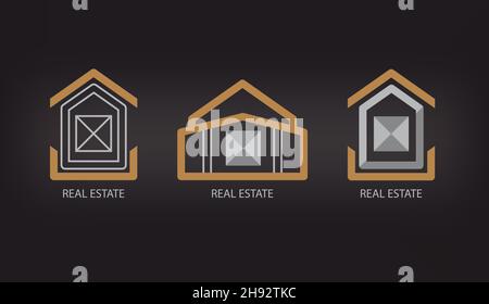 Vector real estate logo design template, icon of the house of creativity and design Stock Vector