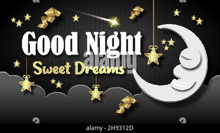 Sweet dreams sign quote. Simple clean modern calligraphy lettering. Black and white vector Stock Vector