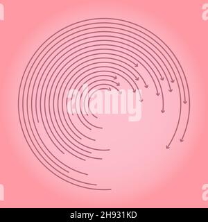 Abstract rounded pink lines with arrow head. Trendy design element for frame, logo, sign, symbol, web pages, prints, posters, template, pattern Stock Vector