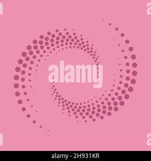 Pink rounded halftone dotted shape. Geometric art. Trendy design element for frame, logo, tattoo, sign, symbol, prints, posters, template, pattern Stock Vector