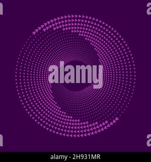 Abstract violet tiny triangles in circle form. Halftone dots. Trendy design element for border frame, logo, symbol, web, prints, posters, template Stock Vector