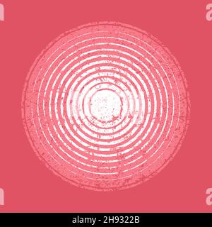 Abstract pink grunge rounded shape. Vintage sun logo. Retro grunge pattern. Design element for banner, poster, grungy effect, template and background Stock Vector