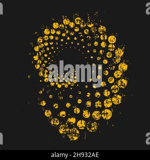 Yellow grunge dotted speed lines. Retro grunge pattern. Logo design with halftone dots. Trendy design element for banner, poster, grungy effect Stock Vector