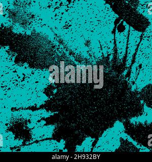 Abstract black and turquoise scratch grungy texture. Vector distress illustration. Black blot of ink. Dirty artistic design element for border frames Stock Vector