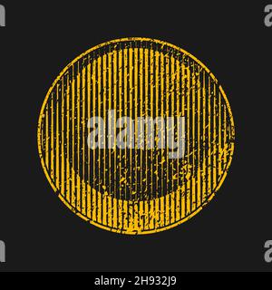 Yellow stamp with speed lines. Retro grunge pattern. Design element for banner, poster, grungy effect, template and background Stock Vector