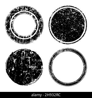 Collection of grunge circle post stamps. Retro grungy pattern. Vector illustration. Isolated. Dirty design element for text frames, badges, emblems Stock Vector