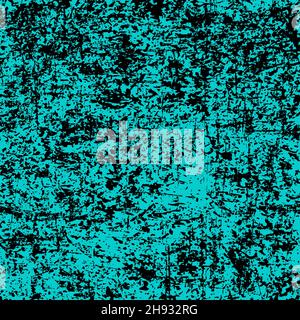 Black and turquoise texture. Distress texture of spots, stains, ink, dots, scratches. Vintage damaged cyan backdrop. Design element for pattern Stock Vector