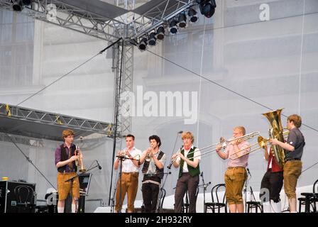 Vienna, Austria. May 29, 2010. Federspiel at the City Festival in Vienna. Federspiel is an Austrian wind ensemble Stock Photo