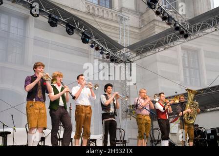 Vienna, Austria. May 29, 2010. Federspiel at the City Festival in Vienna. Federspiel is an Austrian wind ensemble Stock Photo