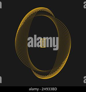 Yellow concentric ellipses in abstract form. Vector illustration. Trendy design element for frame, round technology logo, sign, symbol, web, prints Stock Vector