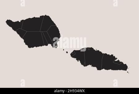 Samoa political map with capital Apia and important places. Formerly ...