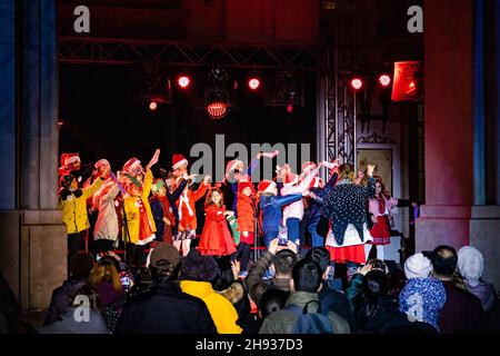 Bucharest, Romania. 3rd Dec. 2021. Childrens choir singing Stock Photo