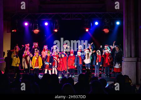 Bucharest, Romania. 3rd Dec. 2021. Childrens choir singing Stock Photo