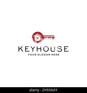 flat KEYHOUSE real estate building logo design Stock Vector