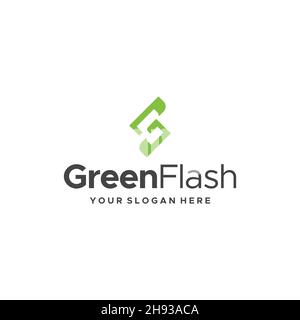 flat lettermark initial G GreenFlash logo design Stock Vector