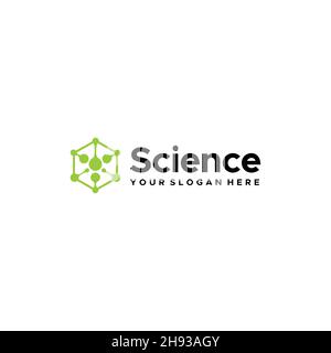 minimalist Science moleculer hexagon logo design Stock Vector