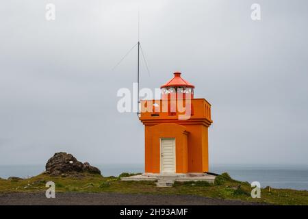 The Osholaviti lighthouse in Bolungarvik in the westfjords in Iceland Stock Photo
