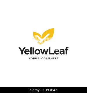 flat letter mark initial y Yellow Leaf logo design Stock Vector