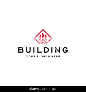 minimalist BUILDING real estate city Logo design Stock Vector