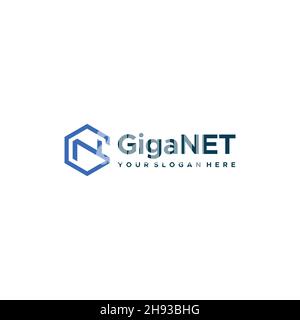 flat Letter mark initial GN Giga NET logo design Stock Vector