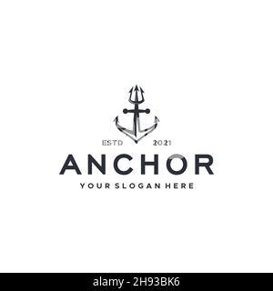 minimalist ANCHOR sharp spear mooring logo design Stock Vector