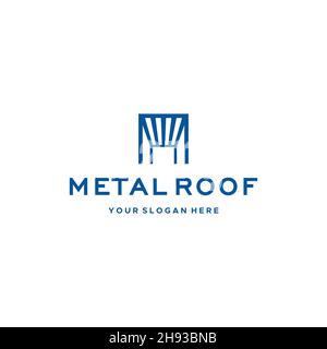 minimalist METAL ROOF real estate Logo design Stock Vector