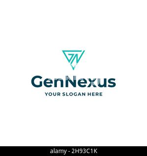 flat Letter mark initial GN Gen Nexus logo design Stock Vector