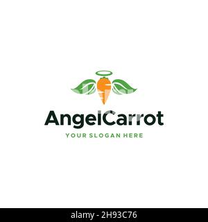 minimalist AngelCarrot vegetables Logo design Stock Vector