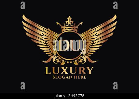 Luxury royal wing Letter D crest Gold color Logo vector, Victory logo, crest logo, wing logo, vector logo . Stock Vector