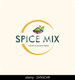 modern SPICE MIX ingredients leaves logo design Stock Vector