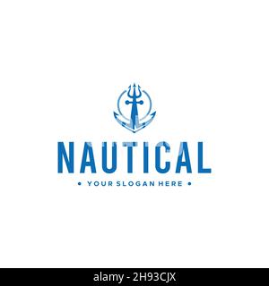 flat NAUTICAL sharp spear mooring logo design Stock Vector