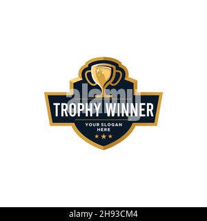 emblem TRY WINNEROPH chalice shiny logo design Stock Vector