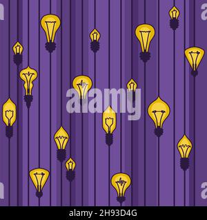 light bulbs electric wired, seamless repeating texture pattern, vector illustration, square background Stock Vector