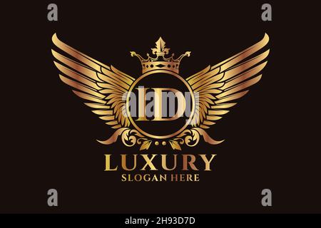 Luxury royal wing Letter ID crest Gold color Logo vector, Victory logo, crest logo, wing logo, vector logo . Stock Vector